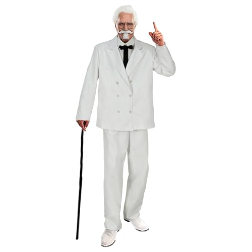 Xpsivponi Mens Colonel White Suit Fast Food Characters Fancy Costume Outfit(Z2790 S)