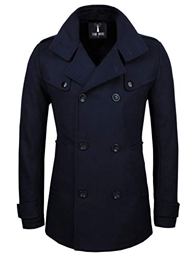 TAM WARE Mens Classic Wool Double Breasted Pea Coat TWCC06-NAVY-US XXL