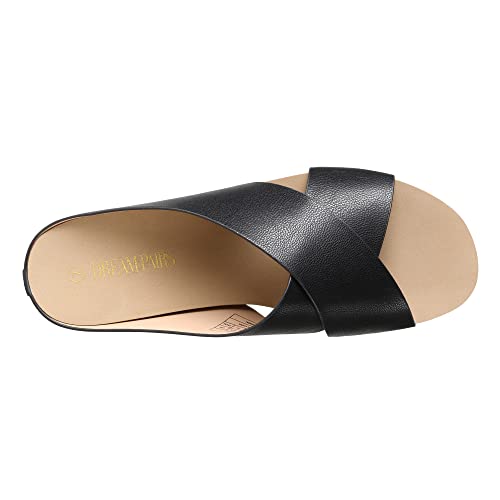 DREAM PAIRS Women's Cork Slide Sandals Slip on Open Toe Cute Platform Criss Cross Flat Sandals for Summer4