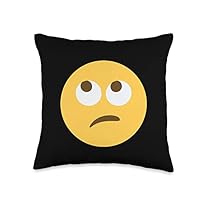 Funny Emoticon Apparel Emoticon Rolling Eyes Throw Pillow, 16x16, Multicolor