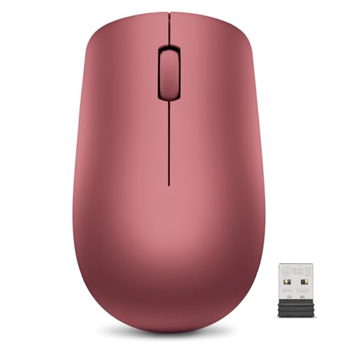 Lenovo Souris sans Fil 530, Design ambidextre, Connexion Nano USB, Compatible avec Ordinateurs Portables et PC Windows - Rouge Cerise