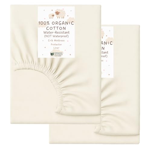 ORGANIC TEXTILES Water-Resistant Fitted Sheet Baby Mattress Liner Pad Protector - 100% Organic, GOTS Certified - Made in USA - Mini Crib (38