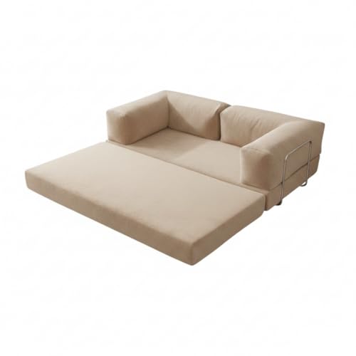 Image of Torque Vegas Three Seater Sofa Cum Bed for Sleeping-Beige | Premium Suede Fabric 3-Seater Double Foam Fold Out Sofas Bed | Convertible 3-in-1 Sofa Cuma Bed for Office