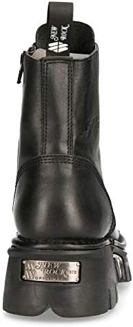 New Rock M-NEWMILI083-S19 Men's Metallic Combat Boots Black Leather Military Biker Goth Punk Shoes 3 | Image 6