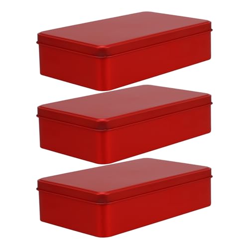 Caja de latas de hojalata rectangular roja de 3 piezas para hogar 2