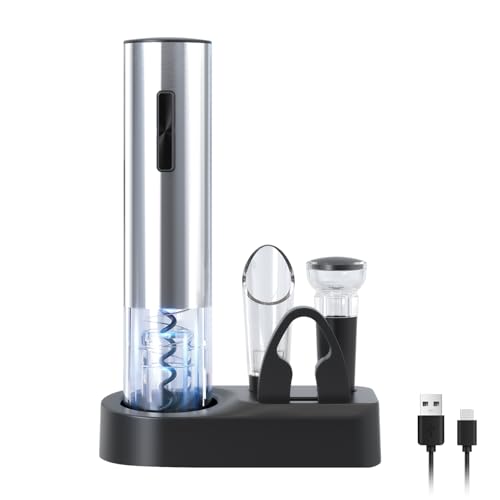 Electric Wine Opener Set – Rechargeable Corkscrew with Foil Cutte...