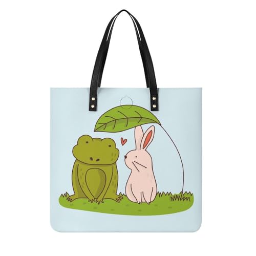 Tote bag grenouilles et lapins pour le marché et les pique-niques champêtres en famille