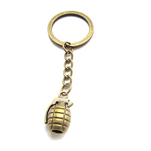 Porte-clés en forme de grenade avec pendentif grenade, cadeau de soldat, soldat, soldat, soldat, scie à métaux, cadeau (bronze une grenade)