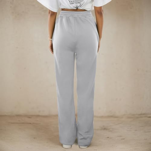 Girls Wide Leg Sweatpants Drawstring High Waisted Lounge Baggy Joggers Straight Athletic Pants with Pockets4