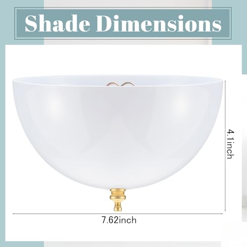 Image of Marsui 2 Pcs Clip on Dome Lamp Shade for A-type Bulb, 7 5 /8 inch Diameter x 4 1 /10 inch Height Ceiling Shade, Soft Glow Easy Clean Light Cover for Basement Hallway (Classic,Gold Clip)