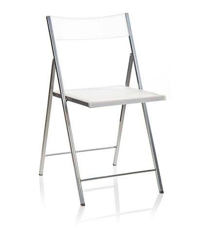 Eurosilla Slim - Silla Plegable para Salón, Blanco, 77 x 43 x 45 cm, 1 unidad