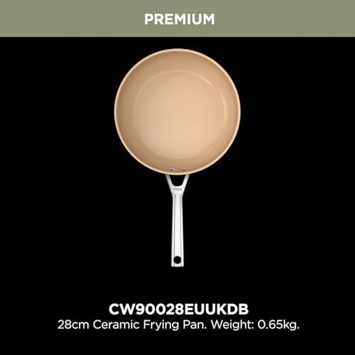 Ninja Extended Life 28cm Ceramic Frying Pan, Non-Stick (No PFAs, PFOAs, Lead or Cadmium), Induction Compatible, Stainless Steel Handle, Oven Safe to 285°C, Grey & Terracotta, CW90028EUUKDB - Image 2