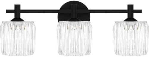 Quoizel Spade Bath Vanity Light, 21.5 Inch 3-Light LED Bathroom Fixture, Matte Black Modern Glam Light for Bathroom, Bedroom or Kitchen