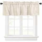 Pinroote Camel Beige Valances Window Treatment Farmhouse Decor, Pastoral Solid Color Pure Beige Modern Rod Pocket Valance Curtains for Living Room, Bedroom, Kitchen, 54' W x 18' L - 1 Panel
