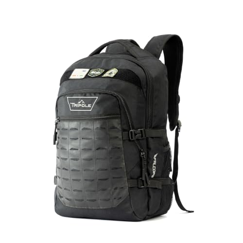 Image of Tripole Falcops 32L Tactical Laptop Backpack with Laser-Cut MOLLE Webbing | Water Repellent | for Daily use, Army, Office & Outdoor | 3 Year Warranty (Black)