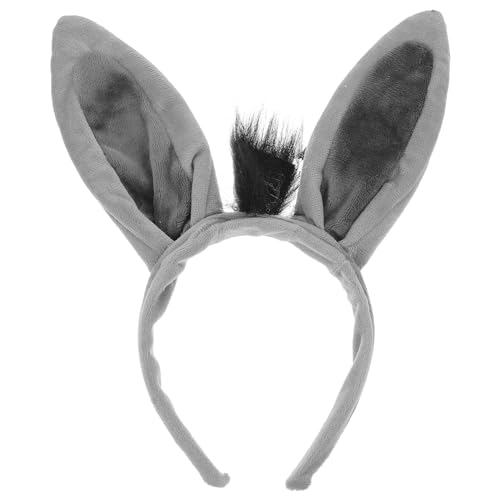 TOYANDONA Cute Donkey Ears Headband: Funny Donkey Ears Hairband Soft Animal Hairband Comfortable Animal Costume Accessory Adults & Kids - Perfect for Halloween Cosplay Themed Parties (grey)