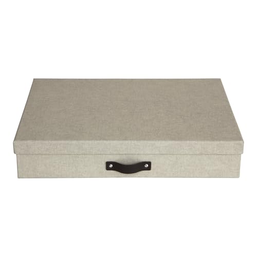 BIGSO SVERKER Dokumentenbox A3 – Aufbewahrungsbox mit Deckel und Griff – Schreibtischablage für Unterlagen, Skizzen & Dokumente – Archivbox aus recycelter Faserplatte und Papier – beige