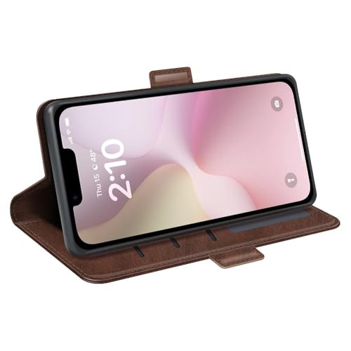 Image of Havilah for iPhone 16e Dual-Side Magnetic Buckle Horizontal Flip Faux Leather Phone Case iPhone 16e Case Cover(Brown)