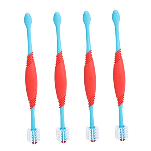 BESPORTBLE Dog Cleaning Brush 4pcs Pet Toothbrush Set Double-Head Dog Toothbrush Plaque for Pet Oral Health