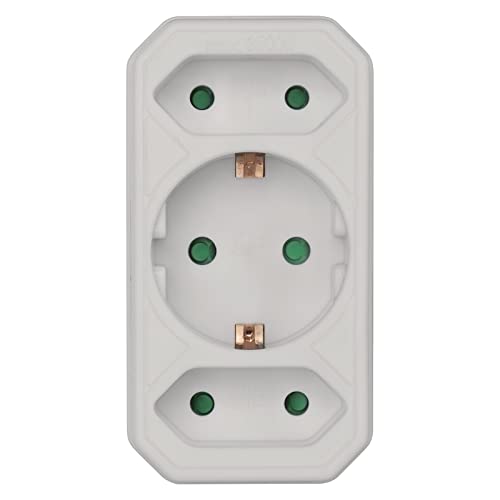 EMOS GES-073 3-Fach Steckdosenadapter Weiß, Multistecker 2X Euro-/1x Schutzkontakt Steckdose, 250 V