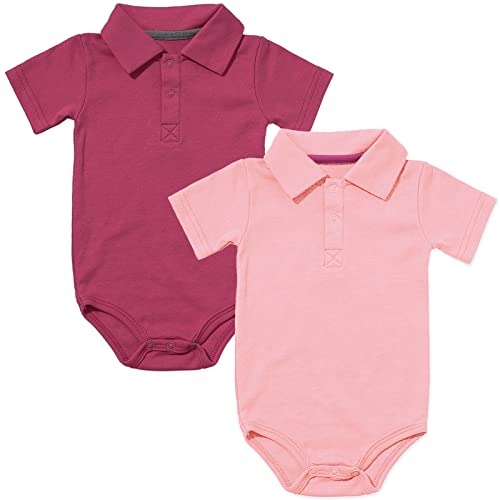 Image of Jimonda Cotton Baby Polo Collared Bodysuit Boys Girls Rompers | Soft Breathable Cotton,Short Sleeve,Classic Polo Collar,Lightweight,Infant outfit clothes,Unisex newborn,Soild Color
