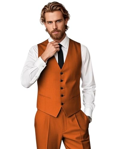 Mens Vest and Pants Suit Set Slim Fit 2 Piece Wedding Suits for Groomsmen Business Prom Homecoming Formal Set