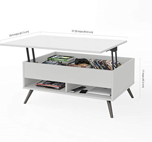 Bestar Krom 38W 37“ Lift-Top Coffee Table With Metal Legs In White #TOP2