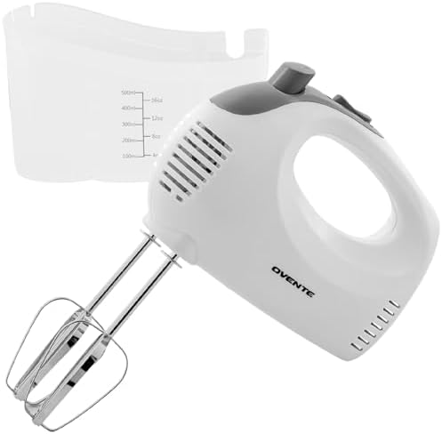 OVENTE 5-Speed Corded Electric Hand Mixer with Stainless Steel Wh...