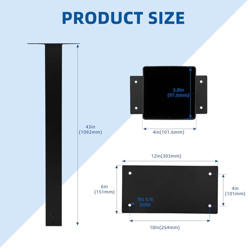 43\" Mailbox Post,Black In-Ground Mounting Post,43\" X 4\" X 4\",Galvanized Steel for Outside,Mail Box Post Easy Install,Heavy Duty Material, Coating Anti-Rust Design for Use with Mailbox - Thumbnail 6