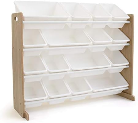 Humble Crew Extra-Large Toy Organizer, 16 Storage Bins, Universal, Natural/White