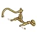 Kingston Brass KS3227PL Vintage 6" Adjustable Center Wall Mount Kitchen Faucet, Brushed Brass