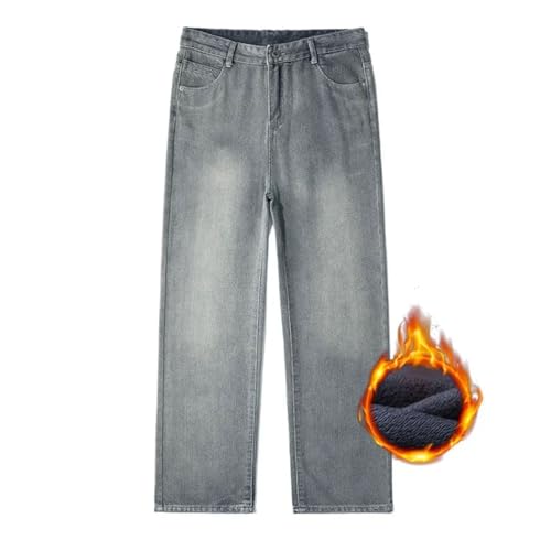 Men Warm Jeans Vintage Streetwear Straight Denim Trousers Thicken Casual Wide Pants2