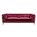 Produktbild KAWOLA Sofa Chesterfield NARLA 3-Sitzer Couch 3-er, Wohnzimmer Couch, Glamour, Velvet, samt, Design, Couchgarnitur, Sofagarnitur, Velvet, rot