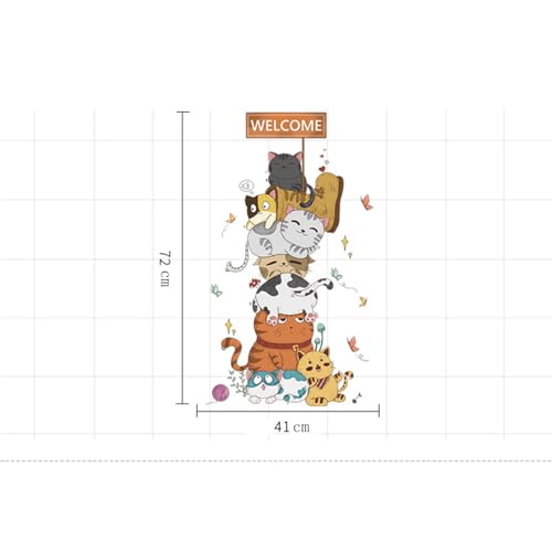 Vinilo decorativo de pared con diseño de gatitos apilados miniatura 2