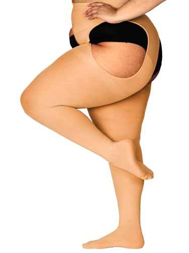 Image of HONENNA Plus Size Suspender Tights for Women, Semi Opaque Sexy Garter Belt Nylons Mock Thigh High stockings