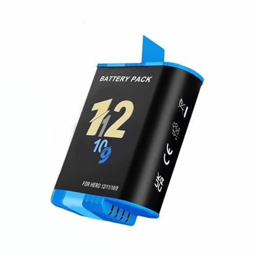 CITYORK Batería de Repuesto para .Go-Pro. Hero 12 Hero 11/10/9 Negro, batería Recargable Extrema, Accesorios de cámara Deportiva, Larga duración, Vida útil superlarga (1 Paquete)