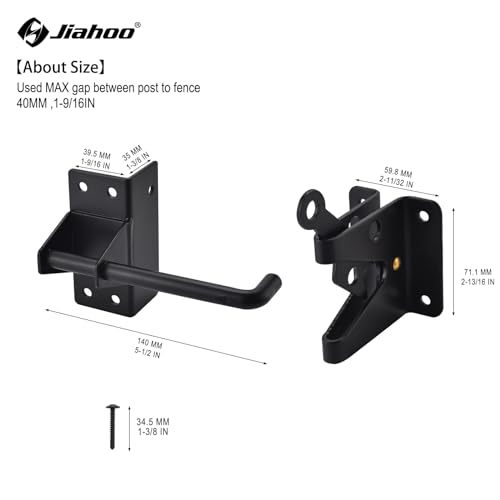 Heavy Duty Automatic Gate Latch for Wooden Fences,Self Locking Metal Gates for Vinyl Fence Outswinging Pool Gate Door Latches, Black - Thumbnail 5