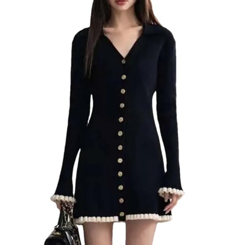 Robe en tricot col en V Kelsiop anti-froid et ultra stylée