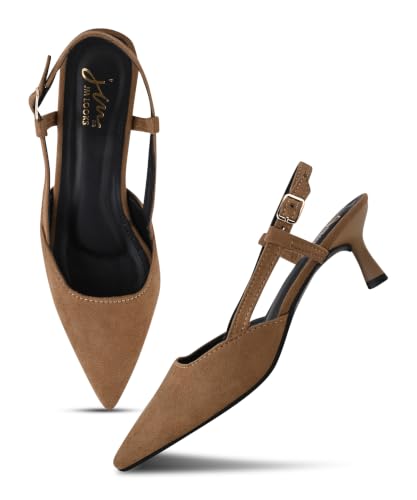 Image of JM LOOKS Elegant Pointed Toe Slingback Kitten Heels Fashionable Sandals for Modern Women