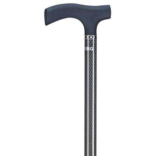 OssenbergCarbon Stick with Fritz Handle, Adjustable Walking Stick, Walking Aid with High Load Capacity, Walking Stick, Glossy Hiking Stick with Diamond Pattern, Load Capacity up to