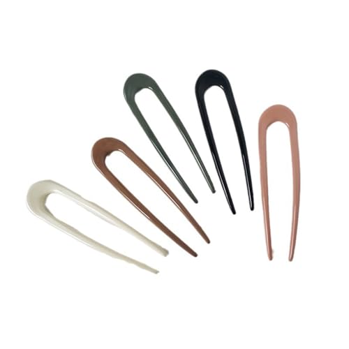Xansema 5Pcs Large French Hair Pins for Women Girls, Fashion U-Shaped Hair Forks Vintage Hair Sticks Hairstyle Accessories for Buns, Long and Thick Hair (A)