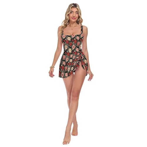 Maillot de bain une pièce femme bordeaux floral gainant et amincissant