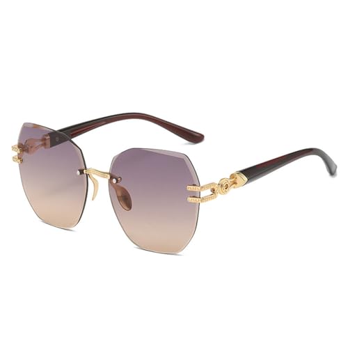 Women's Frameless Sunglasses Personalized Oval Large Frame Fashion Metal Glasses Trend Street Shoot Versatile