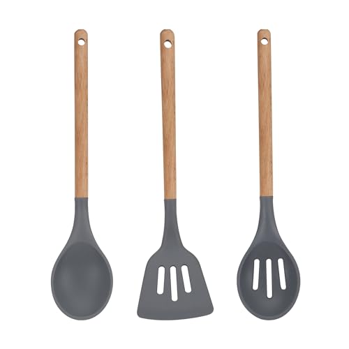 SAN IGNACIO Set di 3 Utensili da Cucina in Silicone Ordea Q3003-Set di 3, Testa, Collezione Ordesa, Grigo