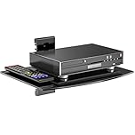 WALI Floating Entertainment Center Shelves, Holds Up to 8 kg, TV Shelf with Strengthened Tempered Glasses for DVD Players, Cable Boxes, Games Consoles, TV Accessories (CS201B), 1 Tier, Black