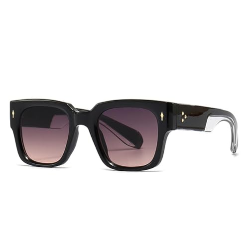 Lunettes de soleil punk à rivets pour homme avec verres dégradés vert foncé UV400