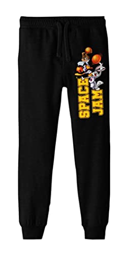 Space Jam 1996 Collegiate Text with Characters Youth Boys Black Joggers