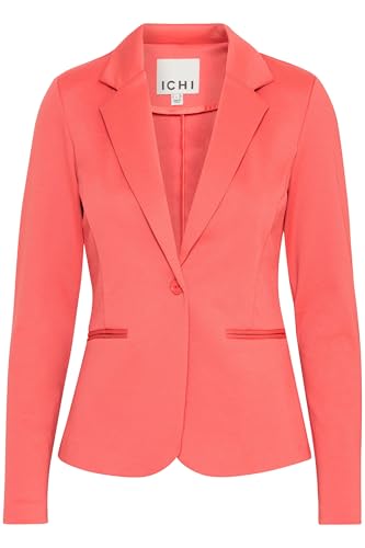 ICHI IHKATE Damen Blazer Jackenblazer Anzugsjacke mit 1-Knopf-Form Stretch Reverskragen Paspeltaschen Slim fit, Größe:M, Farbe:Cranberry (171545)