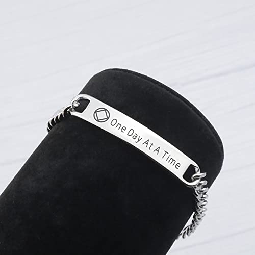 WAJJUAN One Day At A Time AA Bracelet Sobriety Gift Addiction Recovery Gift AA Bracelet NA Gift Anniversary Bracelet Gift for Her Birthday Jewelry (NA BRchain S) - Image 4
