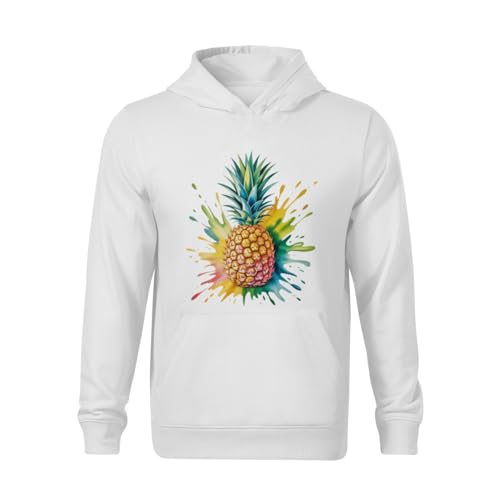 Kids Watercolor Pineapple Boys Girls Lightweight Kangaroo Pocket Hoodies2